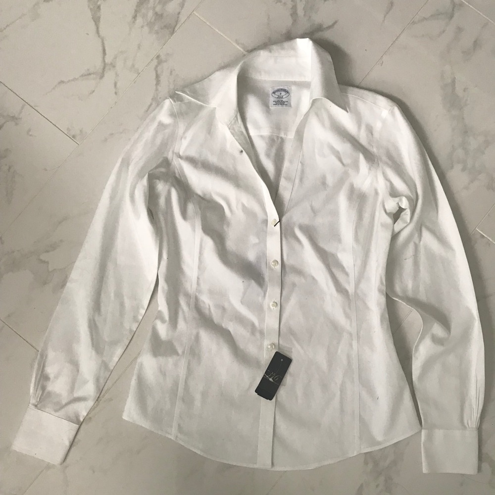 Brooks Brothers White Button Down Top